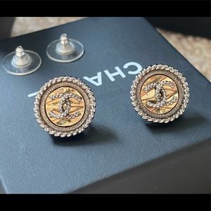 Chanel Round CC Crystal Earrings